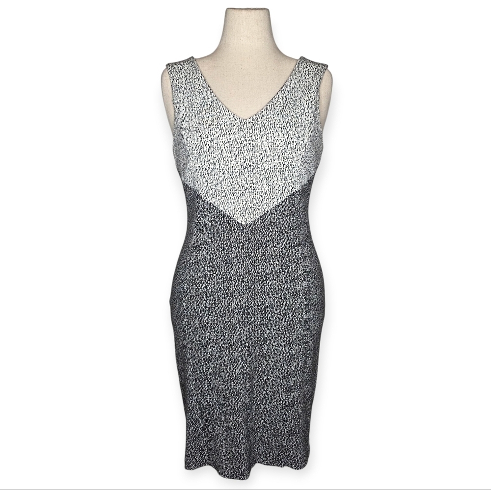White House Black Market Black White Colorblock Sheath Dress Size 8